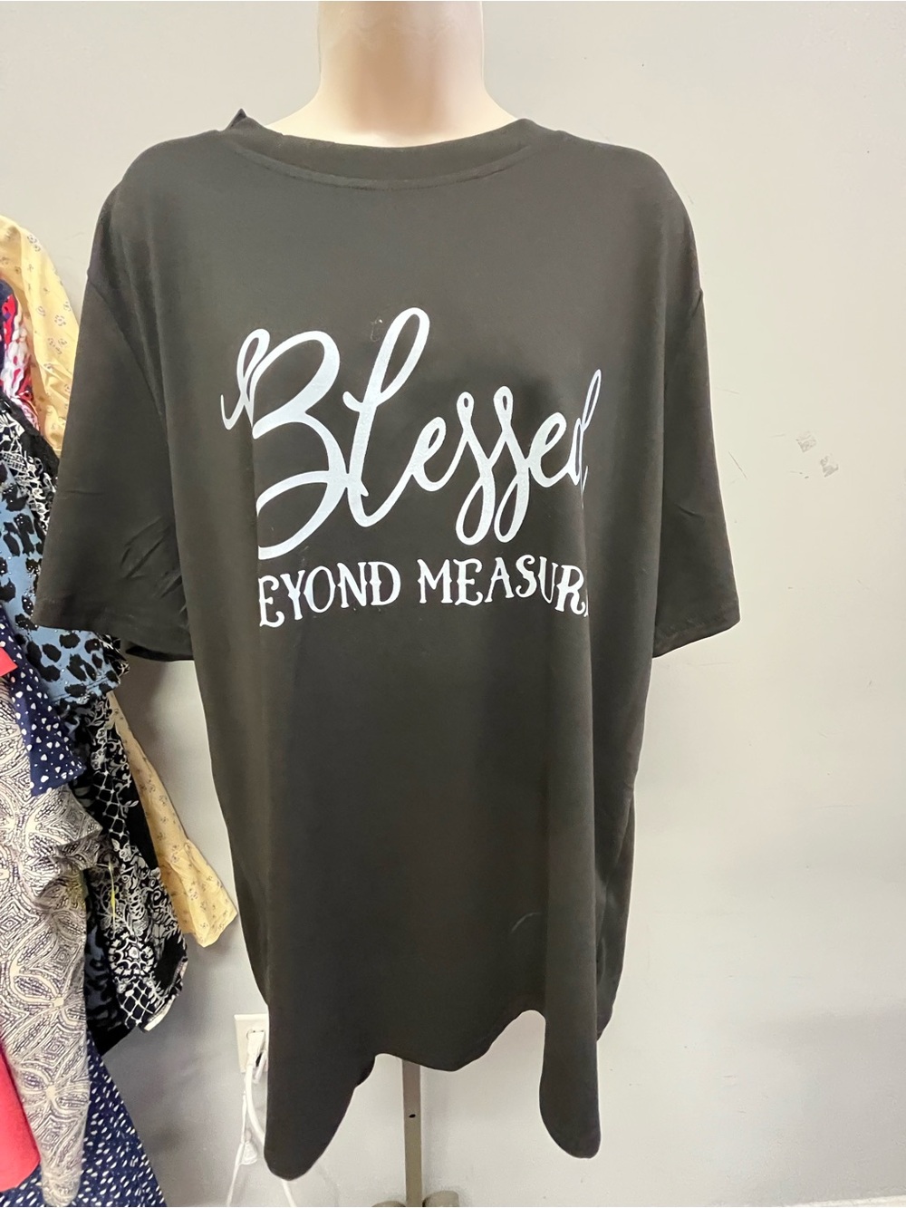 1575 / Blessed Beyond Measure Graphic Tee - Dark Olive with White Script - Picture 1 of 5